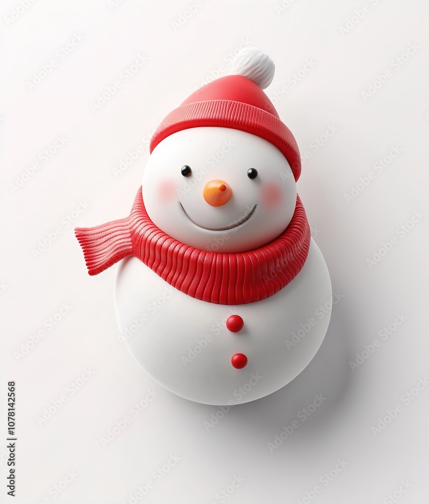 Fototapeta premium 3d rendering of christmas snowman in white background festive red white snowman party celebrat