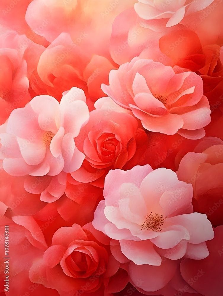 A soft, romantic arrangement of pink and red roses with a blurred background. A soft, romantic arrangement of pink and red roses with a blurred background.