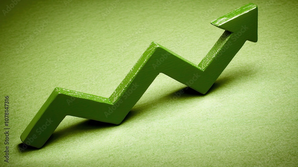 Green Arrow representing market growth, investment trends, and stock market indicators with a focus on financial success and upward movement in trading activities Green Arrow representing market growth, investment trends, and stock market indicators with a focus on financial success and upward movement in trading activities