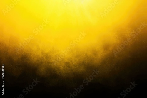 Abstract yellow black gradient circle background with film grain texture