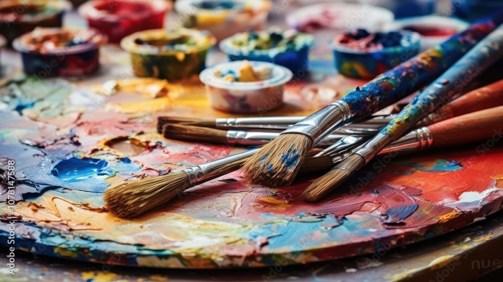 Fototapeta premium Paintbrushes and Palette