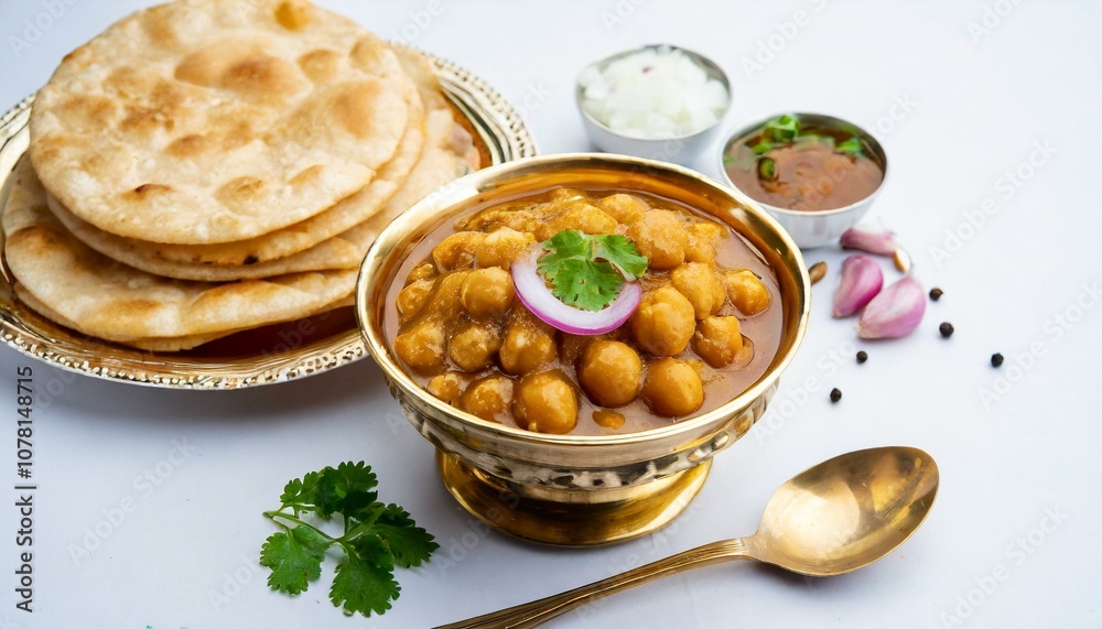 Chole bhature is a North Indian food dish. A combination of chana masala and bhatura or puri. ai generated Chole bhature is a North Indian food dish. A combination of chana masala and bhatura or puri. ai generated