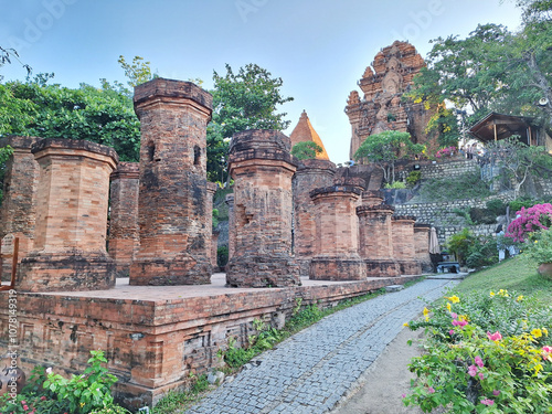 The vestibule of Ponagar or Mandapa is place where the Cham people use to prepare offerings before performing the ceremony. There are large rows of pillars made from baked bricks. photo