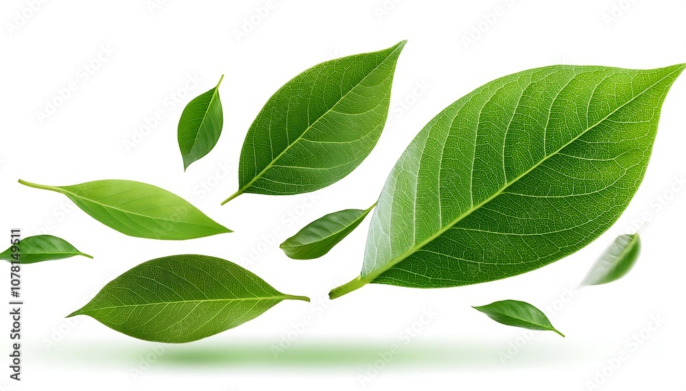 Isolated closeup of fresh green clover leaves on a white background