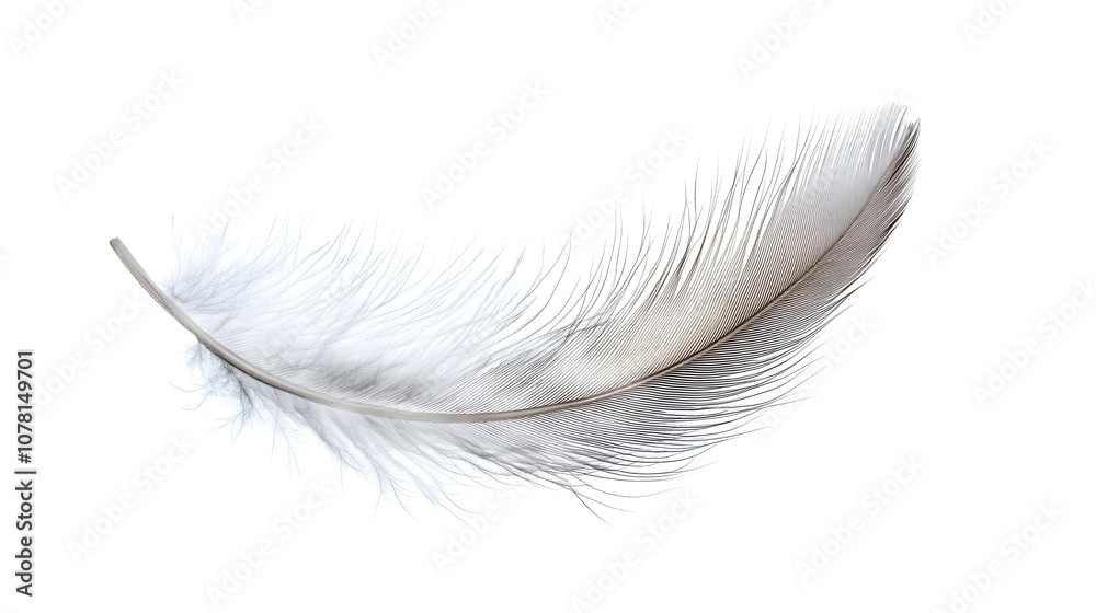 Obraz premium Delicate Feather Sticker Floating on a White Background