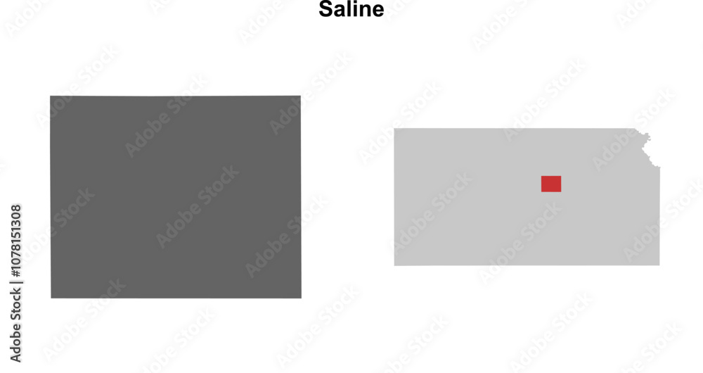 Saline County (Kansas) blank outline map set Saline County (Kansas) blank outline map set