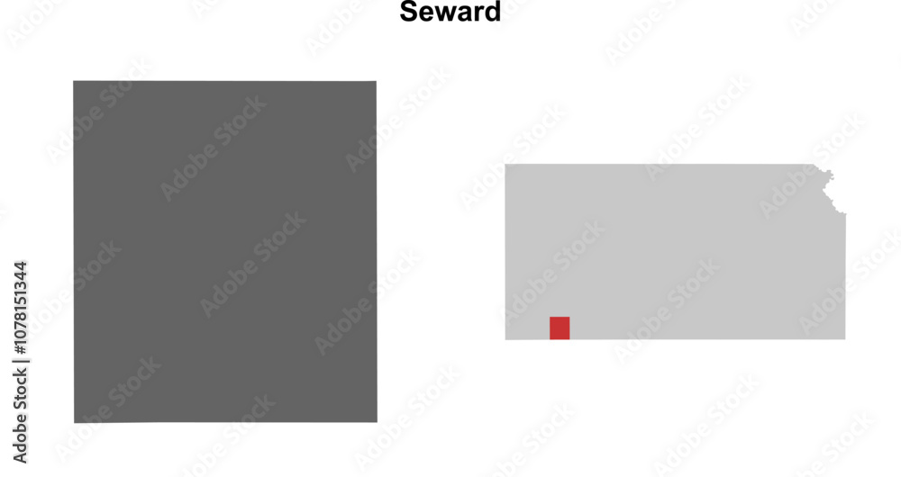Seward County (Kansas) blank outline map set Seward County (Kansas) blank outline map set