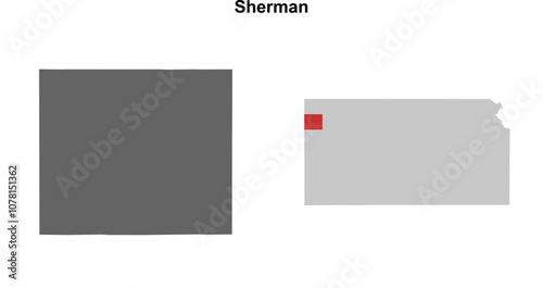 Sherman County (Kansas) blank outline map set