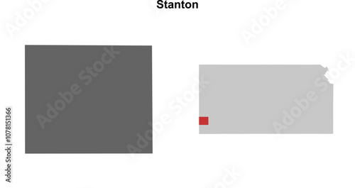 Stanton County (Kansas) blank outline map set