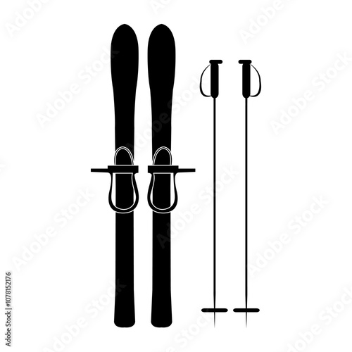 Skiing gear set - assortment of skiing equipment silhouette