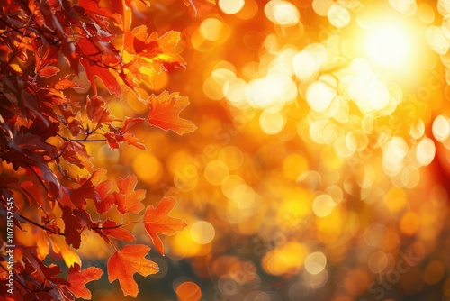Vibrant orange nature bokeh background.