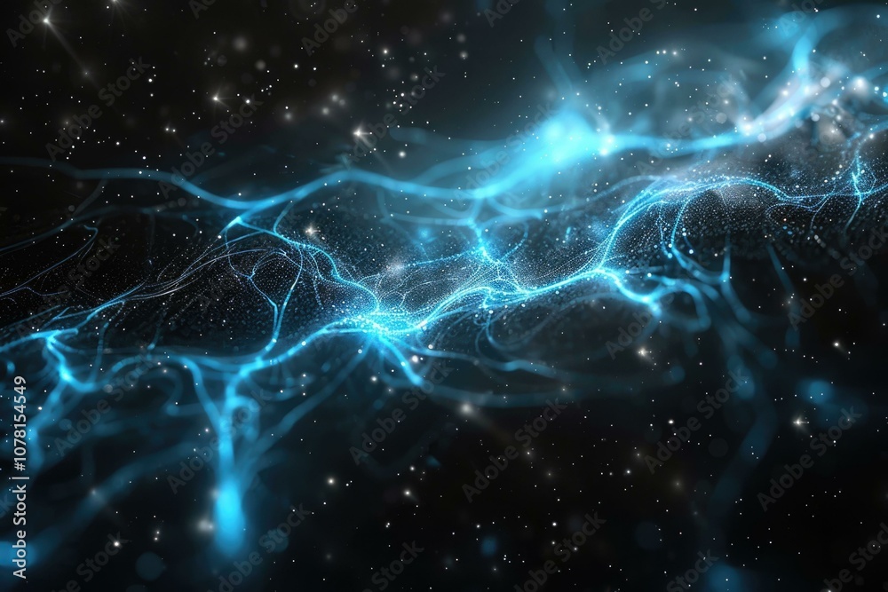 Gray black abstract background with glowing blue lines