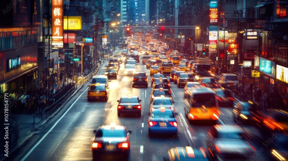 Car traffic in Hong Kong. crowded streets with vehicles moving slowly through city center. Car traffic in Hong Kong. crowded streets with vehicles moving slowly through city center.