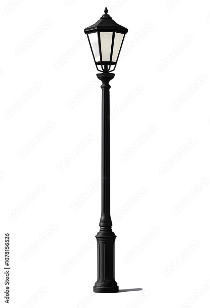 Black street lamp isolated on transparent background, png. Black street lamp isolated on transparent background, png.