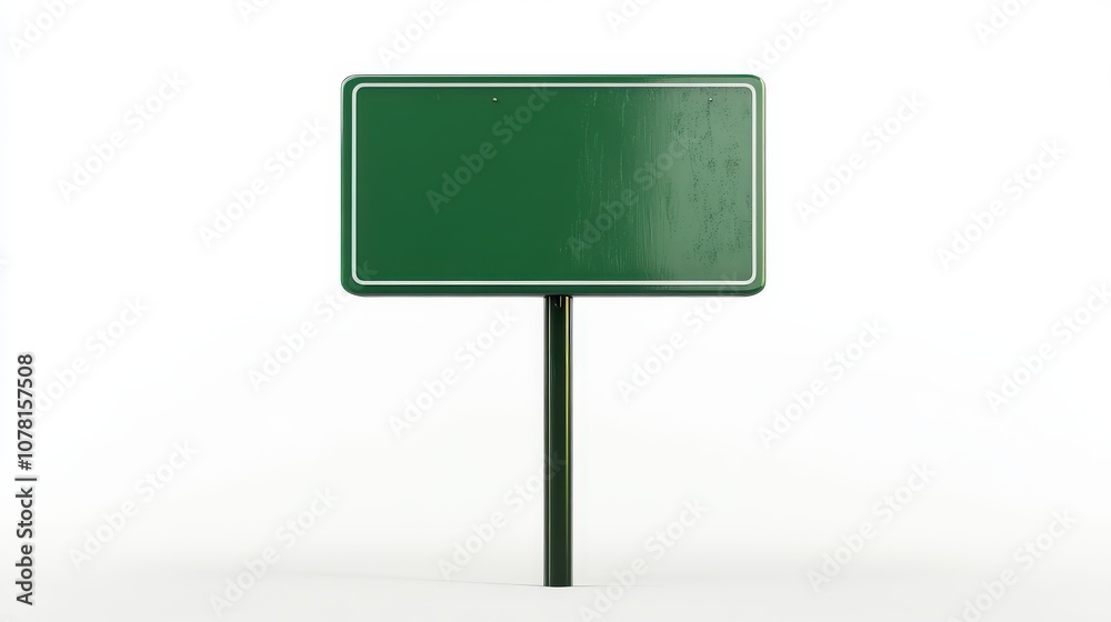 Green Blank Sign with a White Border on a Metal Pole Green Blank Sign with a White Border on a Metal Pole