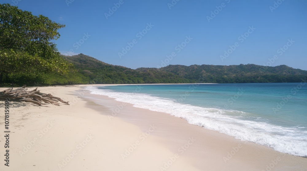 Serene Tropical Beach with Clear Blue Water Serene Tropical Beach with Clear Blue Water