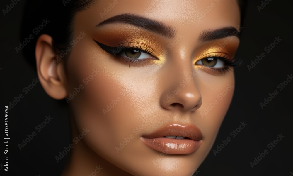 Stunning woman with bold golden eyeshadow Stunning woman with bold golden eyeshadow