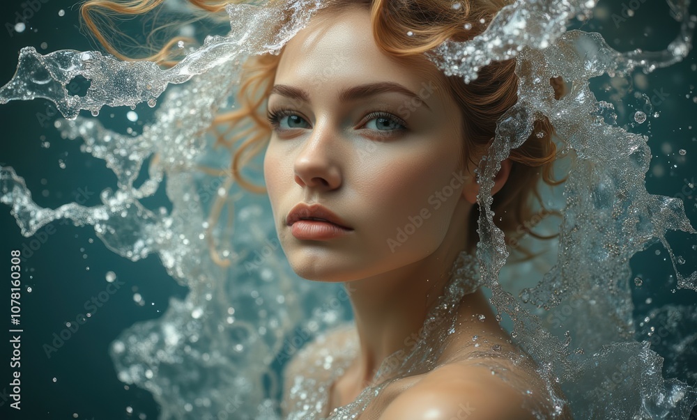 A serene woman with flowing water A serene woman with flowing water