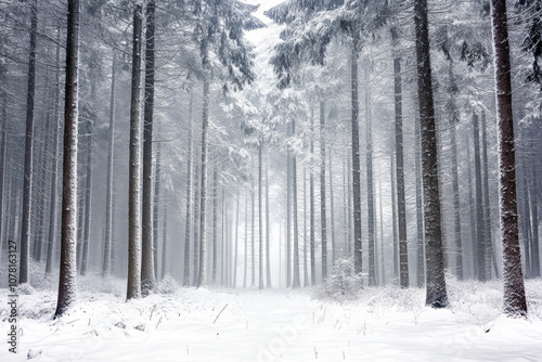 Winter forest covered with snow