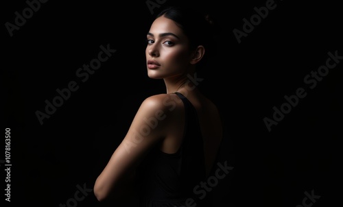 Elegant woman in dark setting