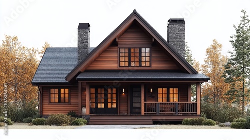 A large, red house with a white roof and brown trim