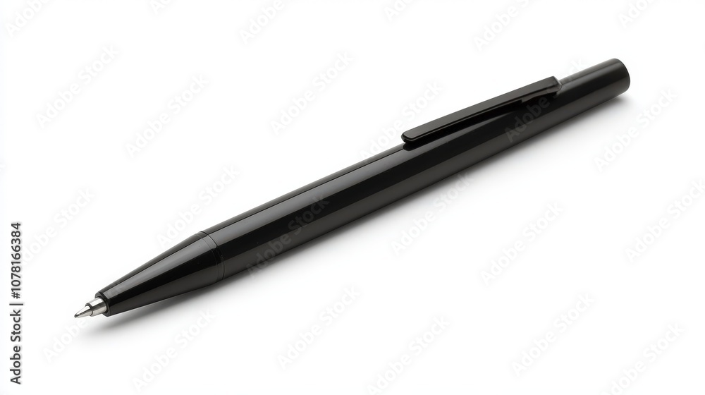 Black Ballpoint Pen with Silver Tip and Clip Black Ballpoint Pen with Silver Tip and Clip