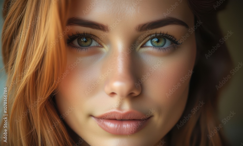 Close-up portrait of a woman with green eyes Close-up portrait of a woman with green eyes