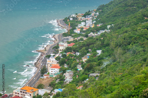 Travel concept. Vung Tau is a famous tourism coastal city in the South of Vietnam. Vung Tau city and coast. photo