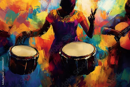 samba reggae calypso merengue latin jazz african beats musical colorful painting drums photo