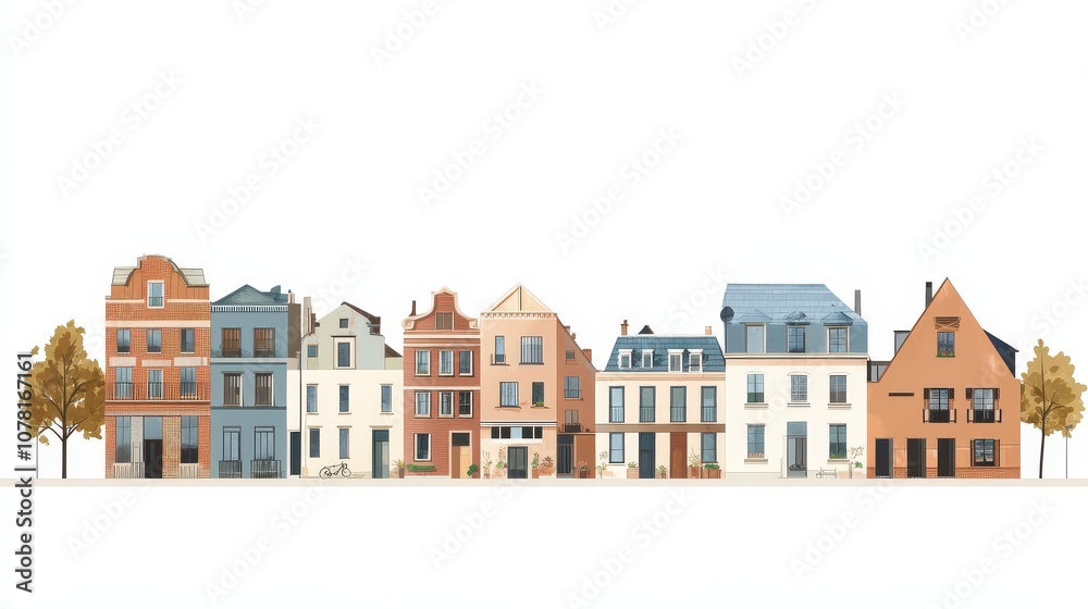 Fototapeta premium Row of Colorful Houses on a Street
