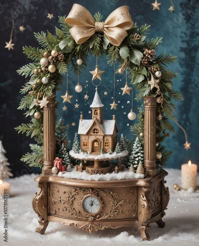 Christmas wreath with music box