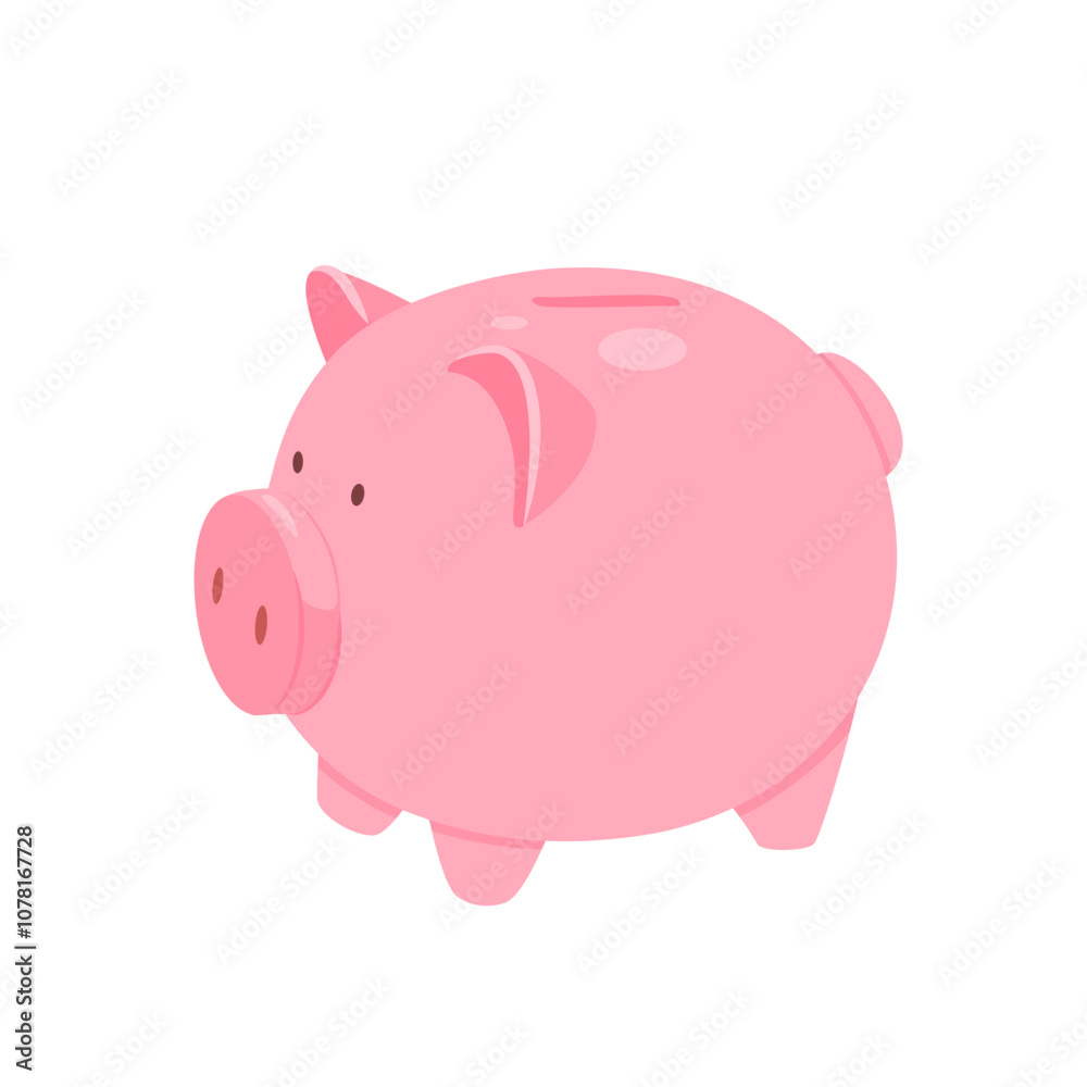 Piggy bank symbol side view. Flat vector illustration for a design or icon. Piggy bank symbol side view. Flat vector illustration for a design or icon.