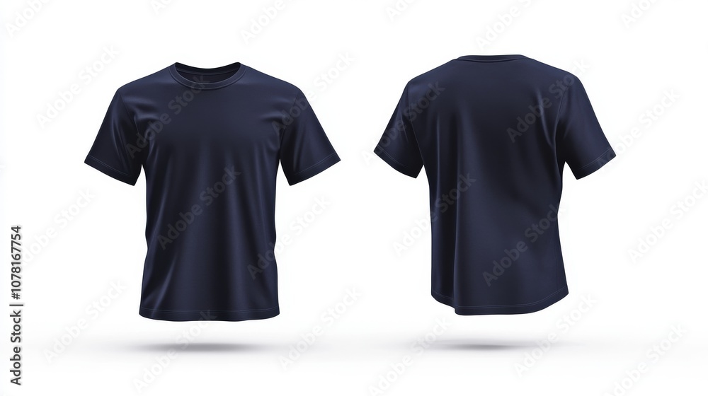 Navy Blue T-shirt Mockup Front and Back View Navy Blue T-shirt Mockup Front and Back View