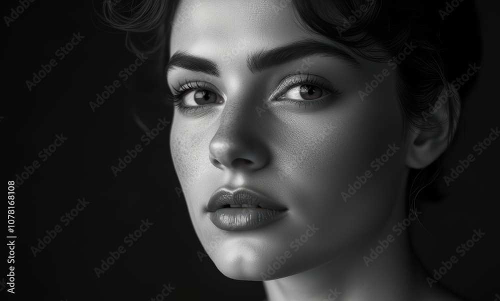 Portrait of a young woman with striking features Portrait of a young woman with striking features