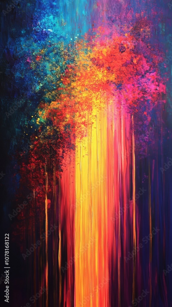 Fototapeta premium Abstract forest with vibrant colors in vertical