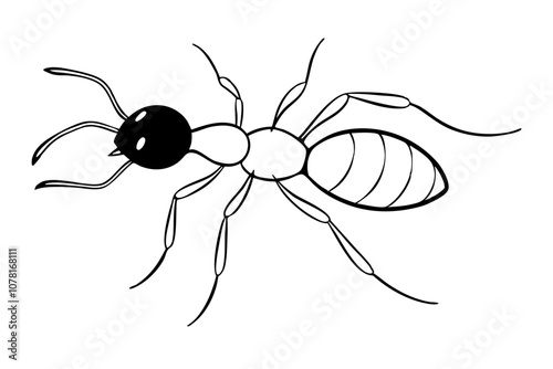 Bullet Ant Line Art Vector.