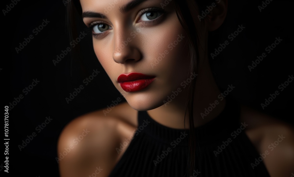 Elegant young woman with bold red lips Elegant young woman with bold red lips