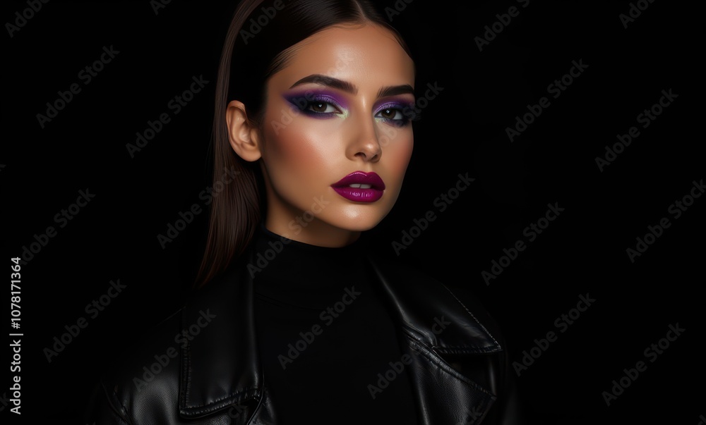 Stunning woman with bold makeup in black Stunning woman with bold makeup in black