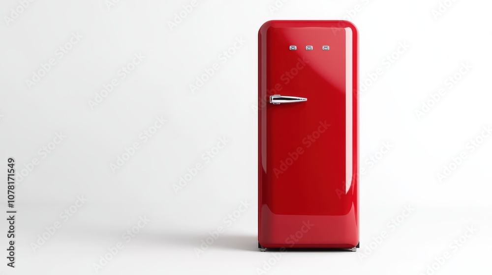 Classic Red Refrigerator Isolated on White Background Classic Red Refrigerator Isolated on White Background