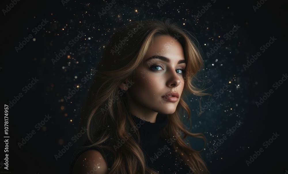 Portrait of a young woman with glowing background Portrait of a young woman with glowing background