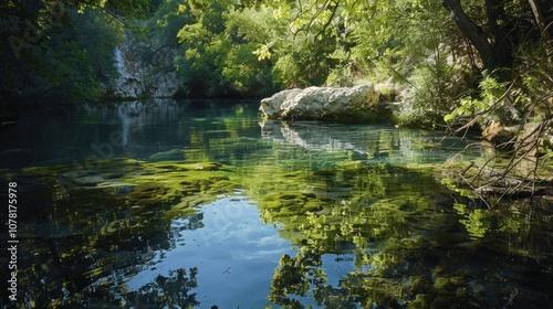 Serene Forest Lake Reflection in Natural Landscape