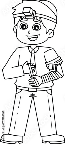 Bar Mitzvah Boy Putting on the Tefillin Isolated 