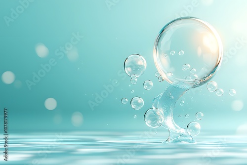 Wallpaper Mural Captivating Moment of Floating Soap Bubble in Tranquil Aqua Setting with Soft Glow and Gentle Ripples Evoking Calmness and Serenity in Minimalistic Composition Torontodigital.ca