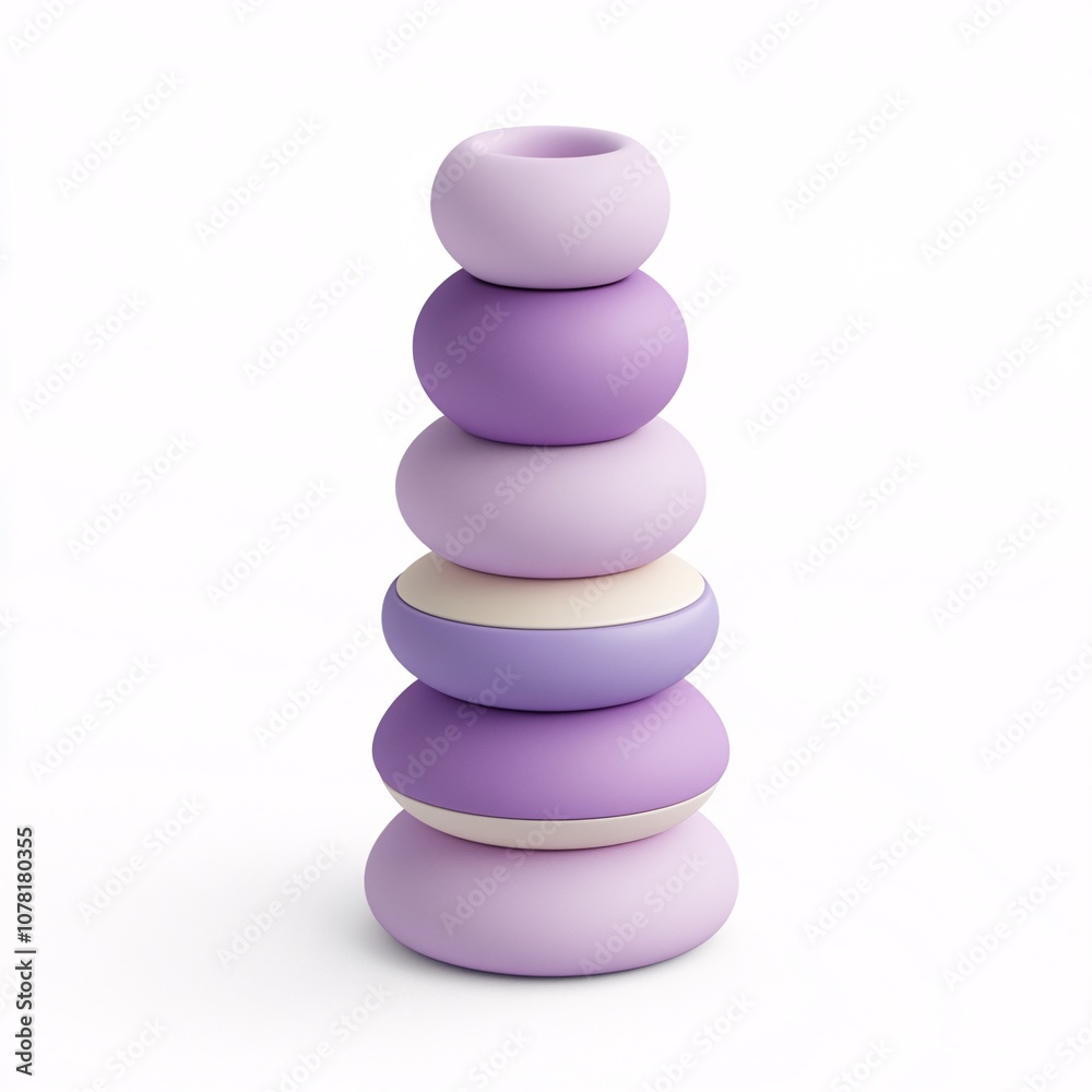 2408_002.A simple Tower toy for babies and toddlers, Lilac color, white background, 3D Rendering, isometric 2408_002.A simple Tower toy for babies and toddlers, Lilac color, white background, 3D Rendering, isometric