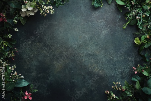 Wallpaper Mural Dark Green Background with Floral Frame. Torontodigital.ca