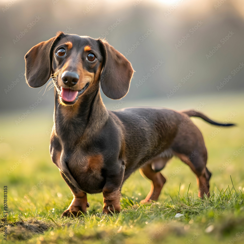 The Dachshund is a small, courageous dog with a long body and short legs. The Dachshund is a small, courageous dog with a long body and short legs.
