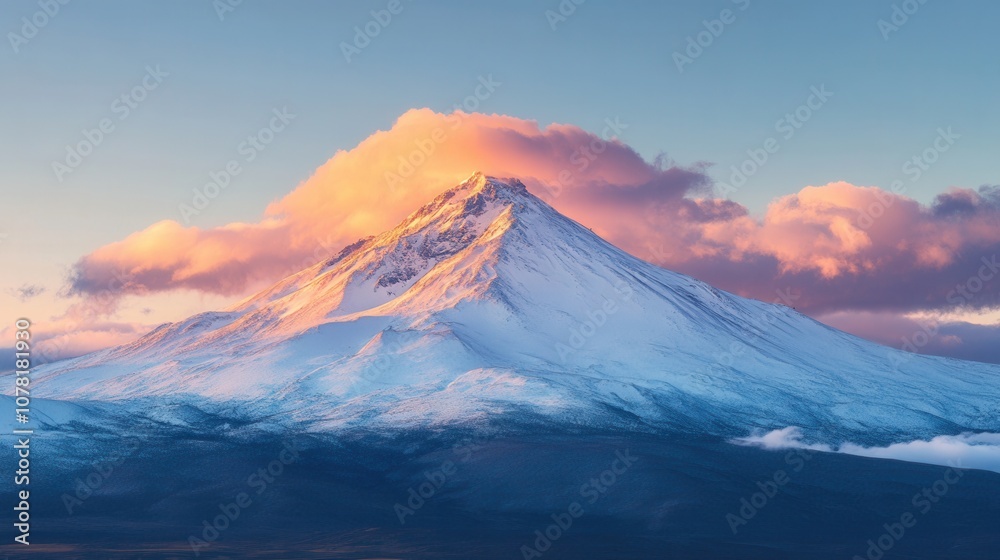 Majestic Snow Capped Mountain Peak at Sunrise Dramatic Landscape Photography Majestic Snow Capped Mountain Peak at Sunrise Dramatic Landscape Photography