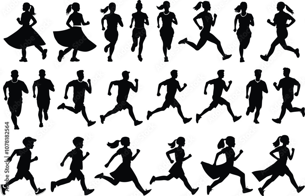 Fototapeta premium Running silhouette vectors