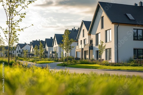 New housing development near green spaces, symbolizing family-oriented market growth
