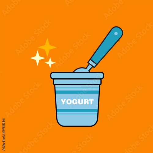 Yogurt cup with spoon illustration.